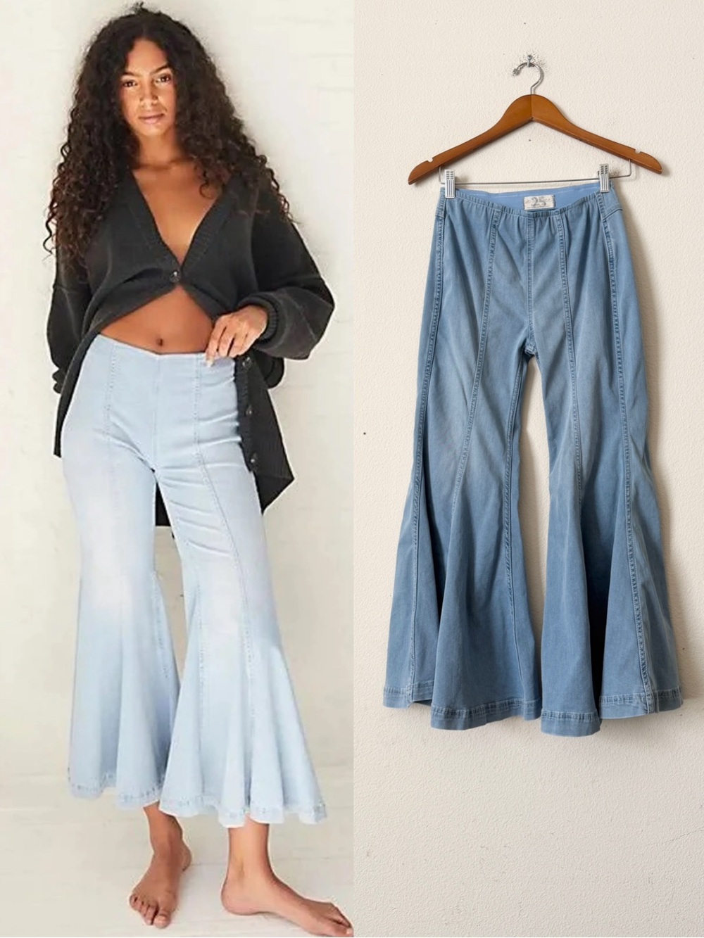 Free People SIZE 25 Cha Cha Flare cropped length stretchy jeans in light wash